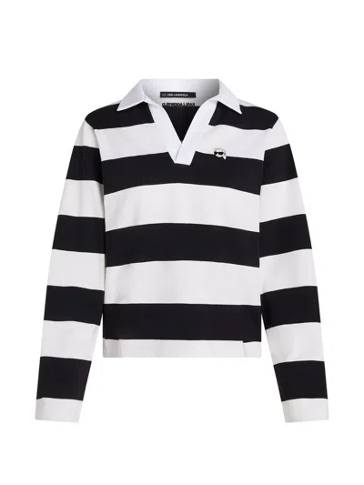 Karl Lagerfeld Ikonik Striped Long-sleeve T-shirt In White
