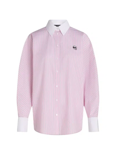 Karl Lagerfeld Ikonik Striped Shirt In Pink