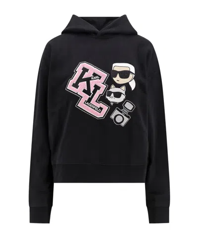 Karl Lagerfeld Ikonik Varsity Hoodie In Black