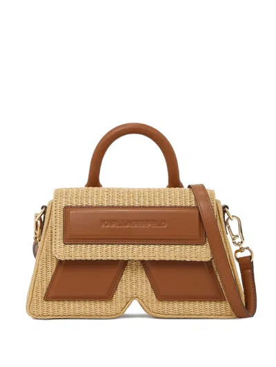 Karl Lagerfeld Ikon/k Raffia Cross Body Bag In Neutral