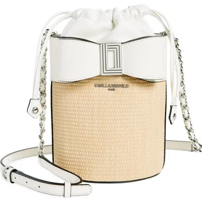 Karl Lagerfeld Ikons Bucket Bag In White/natural