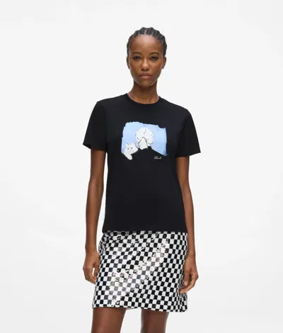 Karl Lagerfeld Illustrated Portrait T-shirt In Black