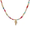 Karl Lagerfeld Imitation Pearl & Beaded Karl Charm Pendant Necklace, 16" + 3" Extender In Multi