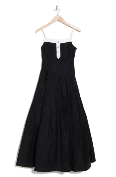 Karl Lagerfeld Imitation Pearl Button Taffeta Gown In Black