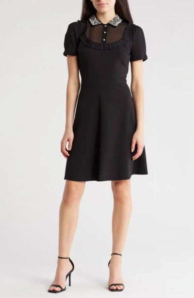 Karl Lagerfeld Imitation Pearl Scuba Dress In Black