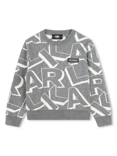 Karl Lagerfeld Kids' Cotton Blend Knit Sweater In Grey