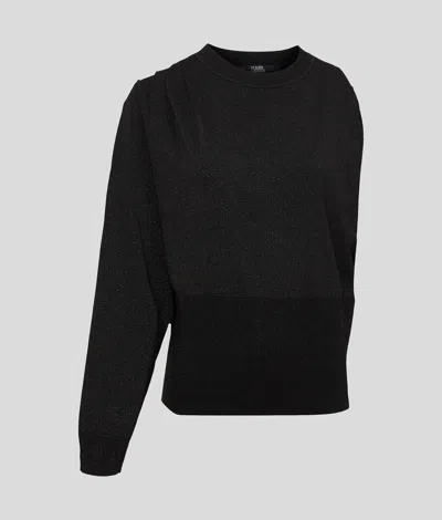 Karl Lagerfeld Iridescent Asymmetric Sweater In Black