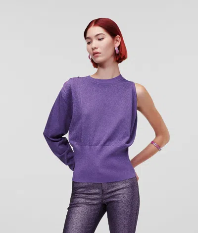 Karl Lagerfeld Iridescent Asymmetric Sweater In Purple