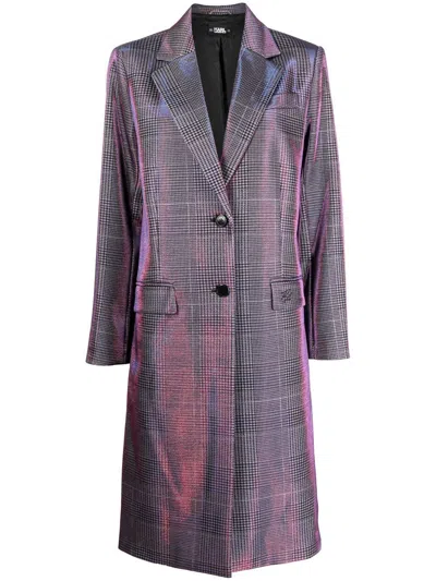 Karl Lagerfeld Iridescent Check Tailored Coat In 920