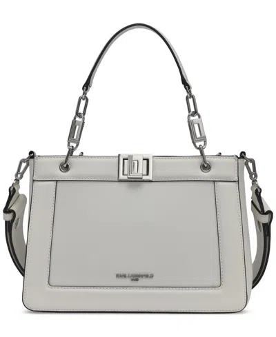 Karl Lagerfeld Ivette Small Leather Satchel In Winter White