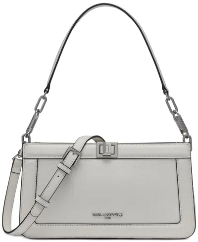 Karl Lagerfeld Ivette Small Leather Shoulder Crossbody In Winter White