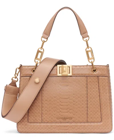 Karl Lagerfeld Ivette Top Zip Satchel Bag In Nude