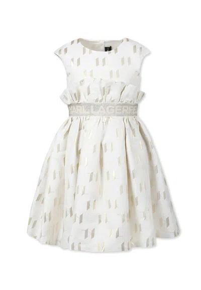 Karl Lagerfeld Kids' Ivory Dress For Girl With Logo