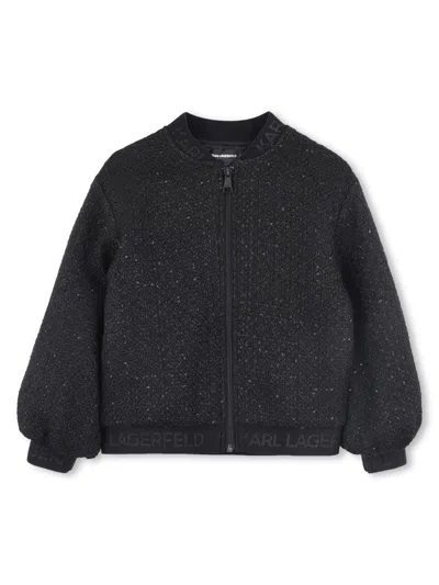 Karl Lagerfeld Mini Trendy Jacket For Girls In Black