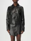 Karl Lagerfeld Women's Leather Jacket With Pockets And Buttons In Black