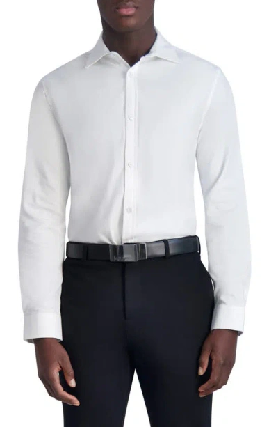 Karl Lagerfeld Jacquard Chevron Slim Fit Dress Shirt In White