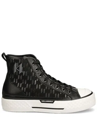 Karl Lagerfeld Jacquard Logo Hi-tops In Black
