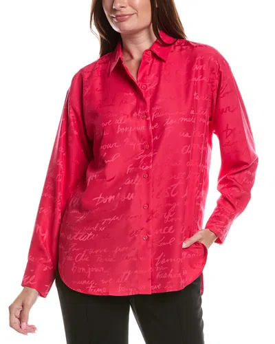 Karl Lagerfeld Jacquard Script Blouse In Pink
