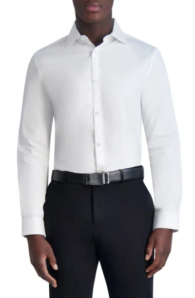 Karl Lagerfeld Jacquard Square Slim Fit Dress Shirt In White