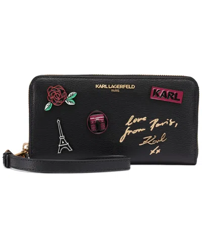 Karl Lagerfeld Jacqueline Zip Around Wallet In Black