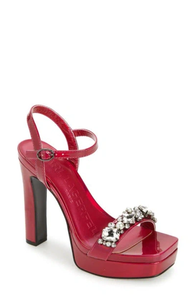 Karl Lagerfeld Jala Jeweled Ankle Strap Sandal In Fuchsia