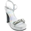 Karl Lagerfeld Jala Womens Leather Embellished Ankle Strap In Multi