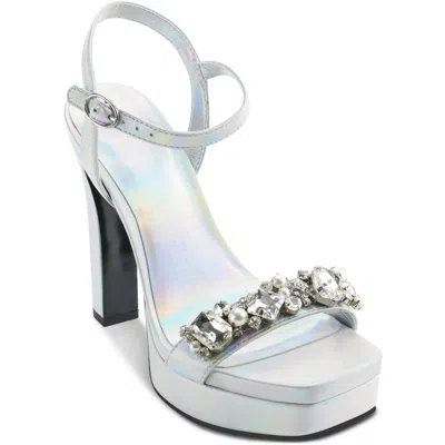 Karl Lagerfeld Jala Womens Leather Embellished Ankle Strap In Ird:irridescent