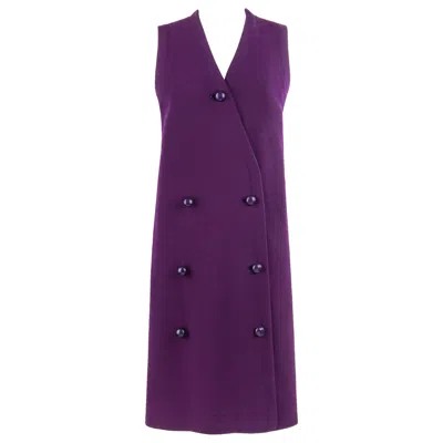 Pre-owned Karl Lagerfeld Jean Patou C.1960's Purple Sleeveless Double Breasted Button Up Mod Shift Dress