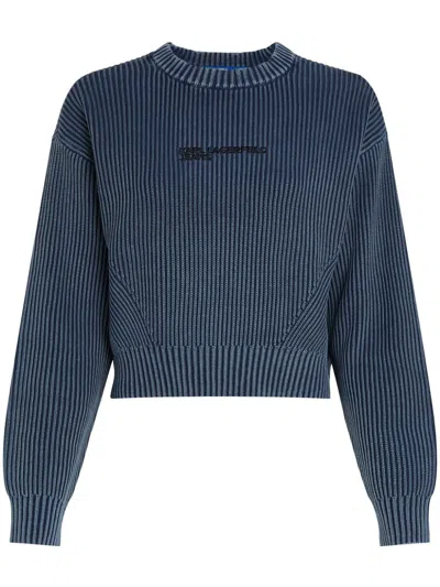 Karl Lagerfeld Jeans Acid Wash Jumper In Blue