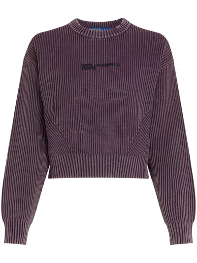 Karl Lagerfeld Jeans Acid Wash Jumper In Purple