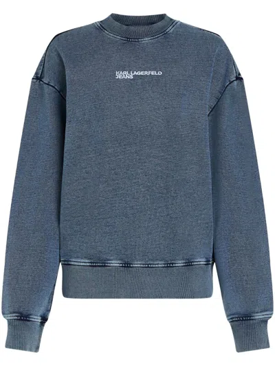 Karl Lagerfeld Jeans Acid Wash Sweatshirt In Blue