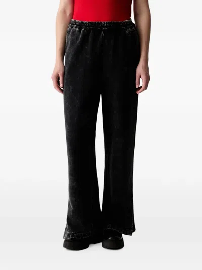 Karl Lagerfeld Jeans Acid-wash Logo-embroidered Track Pants In Black
