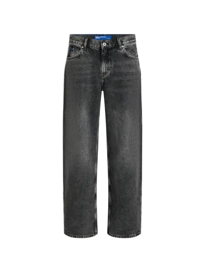 Karl Lagerfeld Jeans Acid-wash Wide-leg Jeans In Black