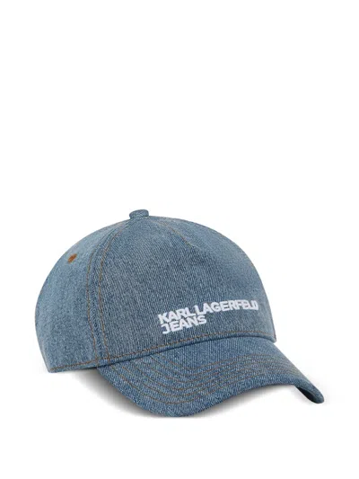Karl Lagerfeld Jeans Adjustable Fastening Cap In Blue