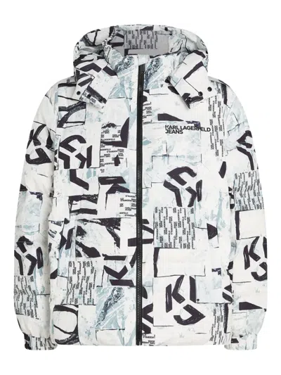 Karl Lagerfeld Jeans All-over Print Puffer Jacket In White