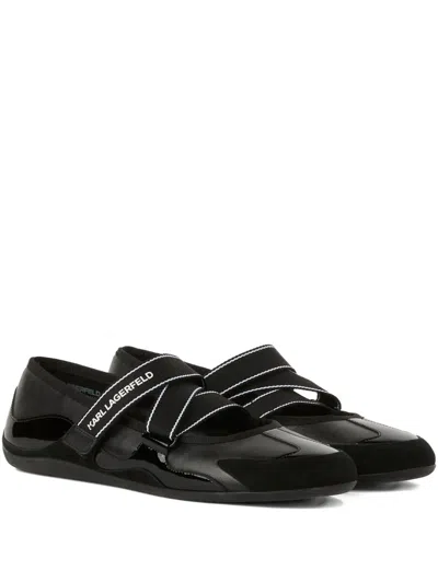 Karl Lagerfeld Jeans Altia Kross Strap Flats In Black
