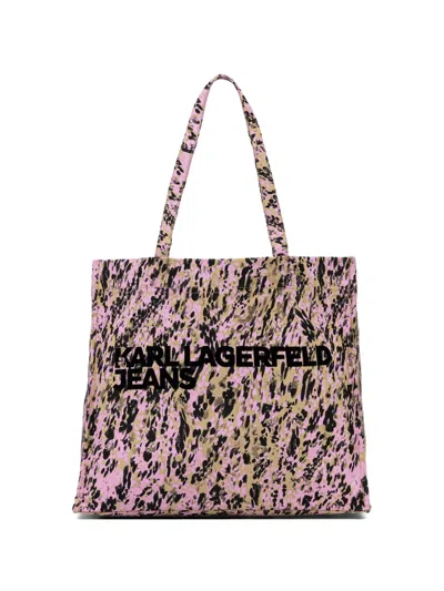 Karl Lagerfeld Jeans Animal-print Tote Bag In Pink