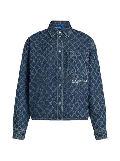 Karl Lagerfeld Jeans Argyle Denim Shirt In Blue