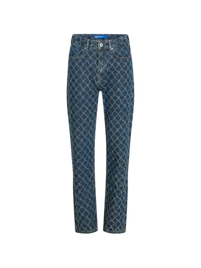 Karl Lagerfeld Jeans Argyle-pattern Straight-leg Jeans In Blue