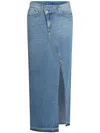 Karl Lagerfeld Jeans Asymmetric Front Denim Maxi Skirt In Blue