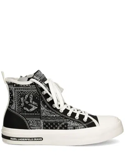 Karl Lagerfeld Jeans Bandan-print Sneakers In Black