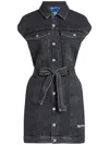Karl Lagerfeld Jeans Belted Denim Dress In Grey