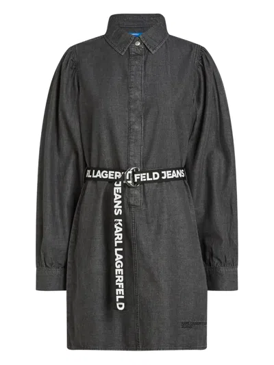 Karl Lagerfeld Jeans Belted Denim Dress In Multi