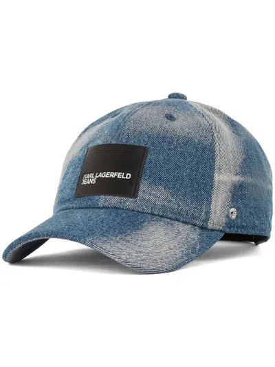 Karl Lagerfeld Jeans Bleached Denim Cap In Blau