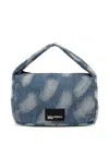 Karl Lagerfeld Jeans Bleached Denim Tote Bag In Blue