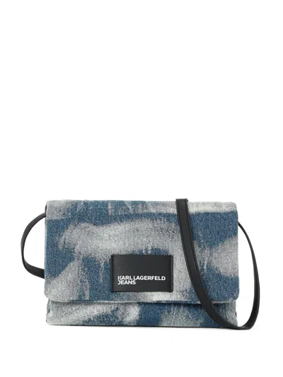 Karl Lagerfeld Jeans Bleached-effect Crossbody Bag In Blue