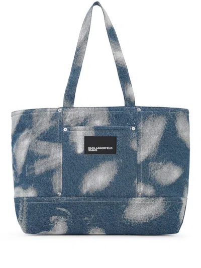 Karl Lagerfeld Jeans Bleached Tote Bag In Blue
