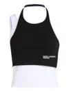Karl Lagerfeld Jeans Block-print Ribbed T-shirt In 黑色