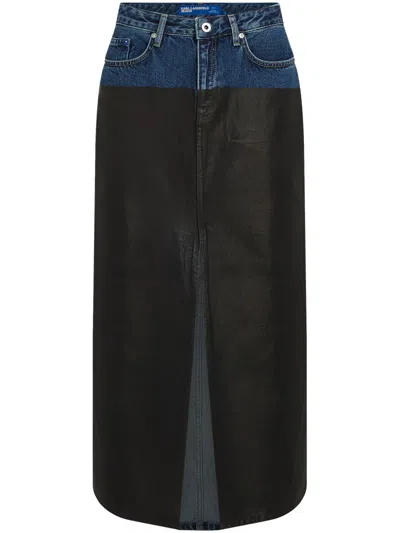 Karl Lagerfeld Jeans Blocked Denim Skirt In Blue