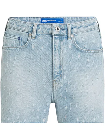 Karl Lagerfeld Jeans Bouclé Denim Shorts In Blue